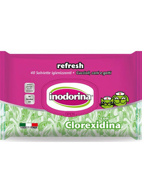 Inodorina - Refresh Хлорхексидин 110бр - мокри кърпички за почистване на куче или котка