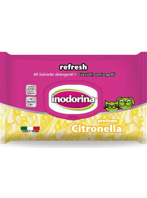 Inodorina - Refresh Цитронела 40бр - мокри кърпички за почистване на куче или котка