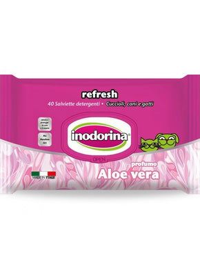 Inodorina - Refresh Алое вера 40бр - мокри кърпички за почистване на куче или котка