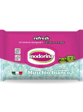 Inodorina - Refresh Бял мускус 110бр - мокри кърпички за почистване на куче или котка