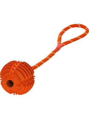 Играчка HUNTER Тренировъчна дентална топка с въже Ø = 8 cm (40 cm с въжето) - оранжева