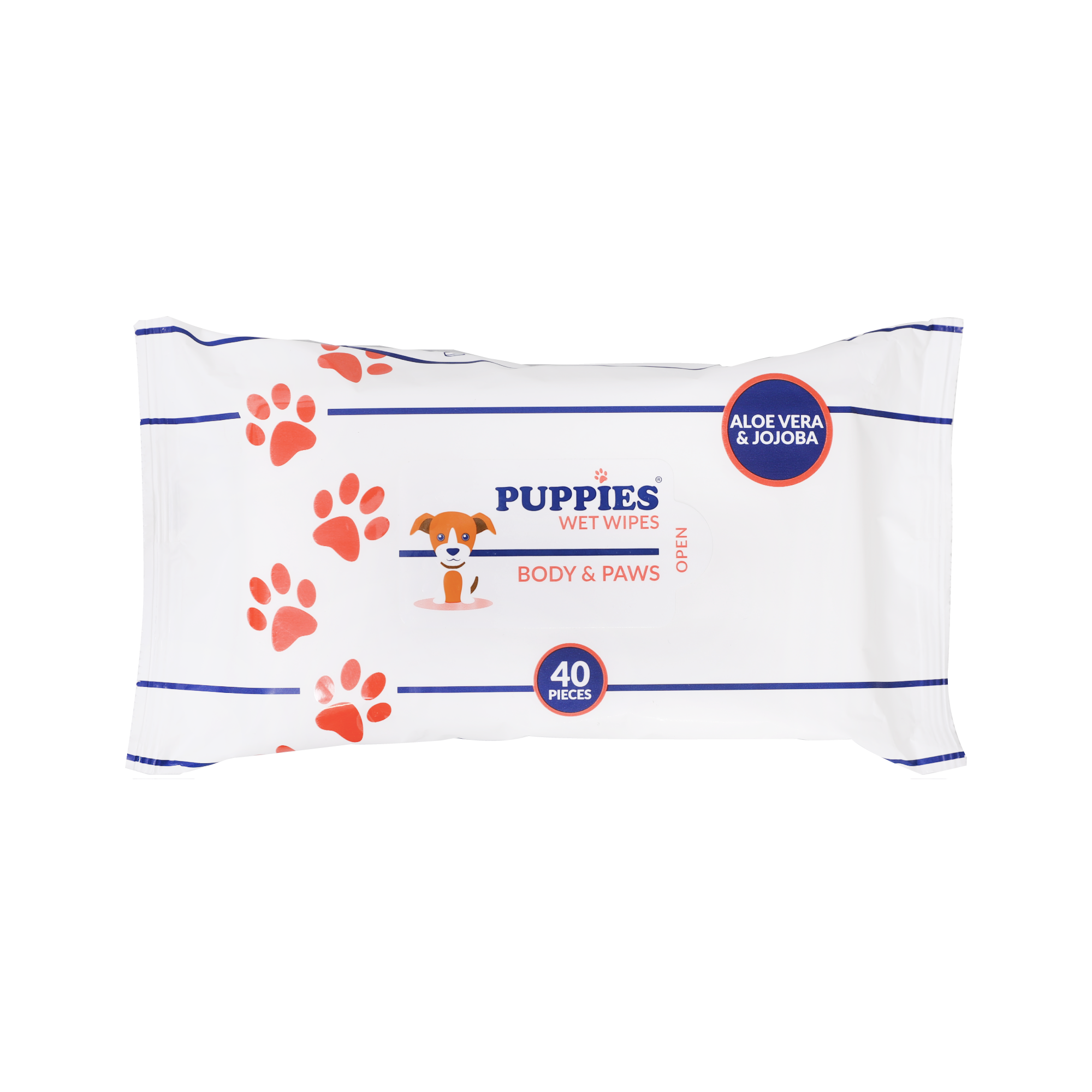 Puppies BODY&PAWS - мокри кърпички за тяло и лапи 17 / 20 см., 40 броя