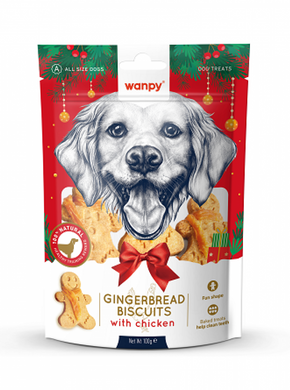 Wanpy Christmas Gingerbred Biscuits - джинджифилови бисквити за кучета с пиле, 100 гр
