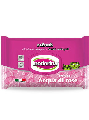 Inodorina - Refresh Розова вода 40бр - мокри кърпички за почистване на куче или котка