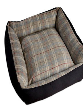 Bronte Glen Tweed Wool Cosy Dog Bed - Grey 86 x 86 cm