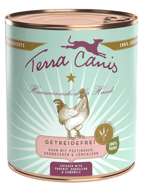 Terra Canis Пилешко меню с пащърнак, къпина и глухарче 800г